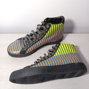 Opening Ceremony X Adidas Rod Laver High Top Sneaker Unisex Size 7.5 in Red Lime